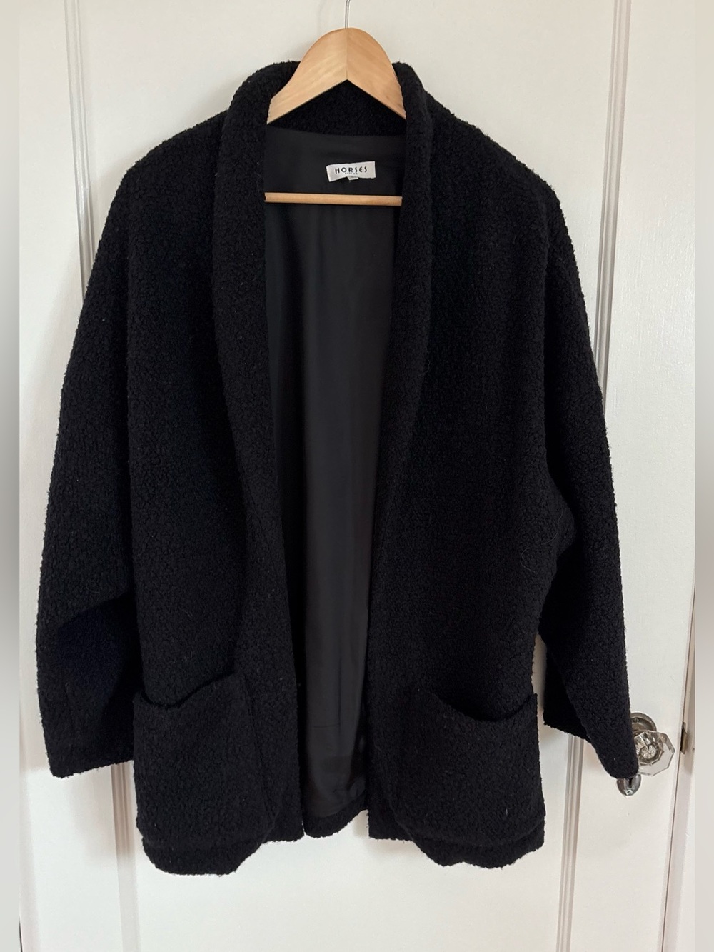 Horses Atelier patch pocket jacket black wool boucle size 1